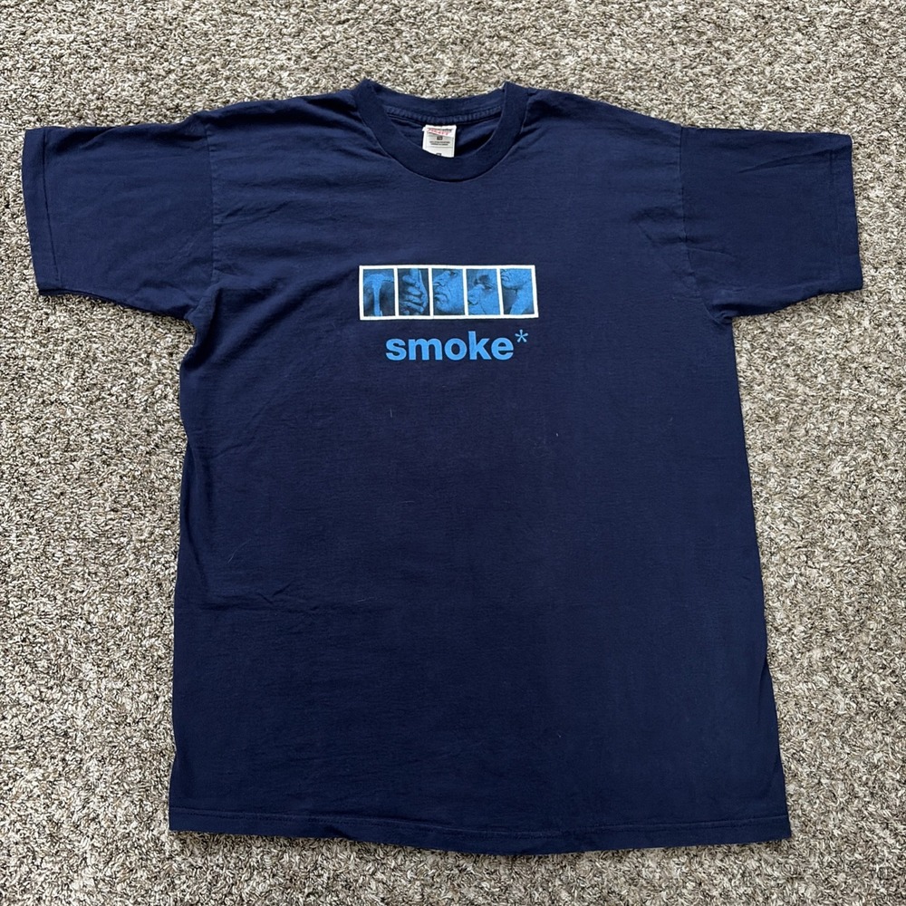 Vintage 90s Smoke T-Shirt Blue XL Fruit Of The Loom Canada Made